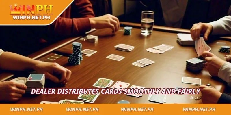 Dealer distributes cards smoothly and fairly